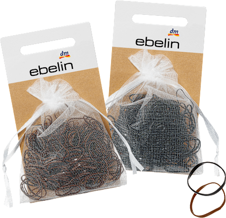 Mini-Haargummis in Organza-Säckchen schwarz / braun  ebelin