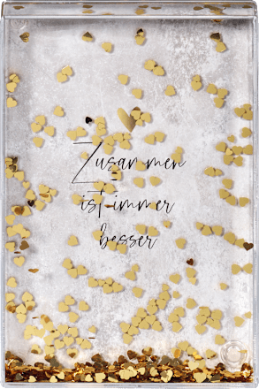 Schüttelbilderrahmen 10x15 Goldene Herzen Paradies