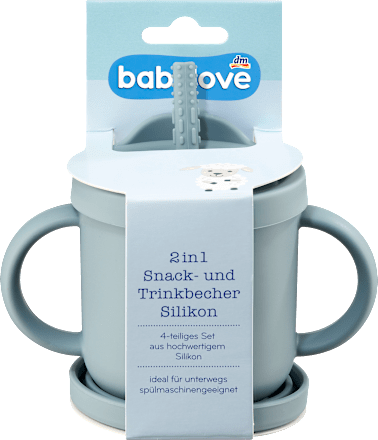 Snack- und Trinkbecher 2in1 Silikon blau babylove
