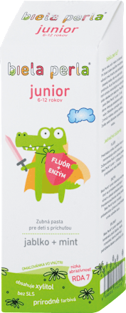 Detská zubná pasta junior jablko + mint, 6 - 12 rokov Biela perla