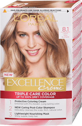 Barva za lase, 8.1 Light Ash Blonde L'ORÉAL PARiS EXCELLENCE Creme