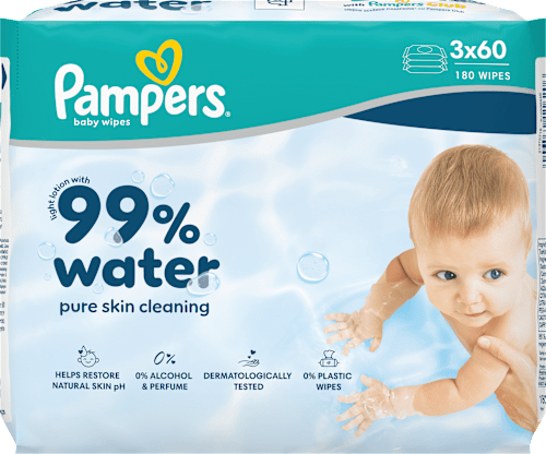 Vlažilni robčki 99 % Water, 3 × 60 Pampers