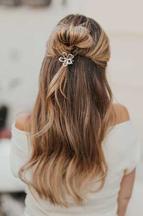 Haarklammern Blumen, Gold- & Silberoptik Langhaarmädchen