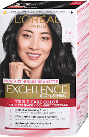 Barva za lase, 100 Natural Darkest Black L'ORÉAL PARiS EXCELLENCE Creme