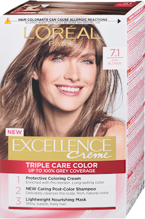 Barva za lase, 7.1 Ash Blonde L'ORÉAL PARiS EXCELLENCE Creme