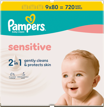 vlhčené ubrousky Sensitive 9x80 ks Pampers