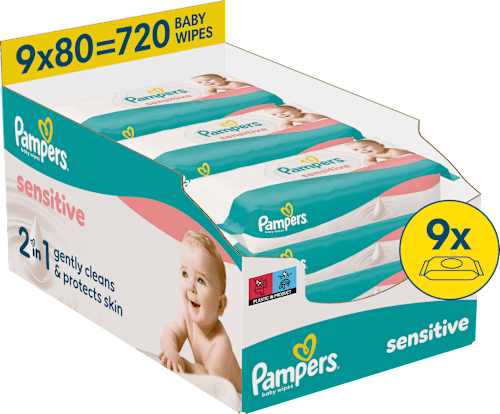 vlhčené ubrousky Sensitive 9x80 ks Pampers