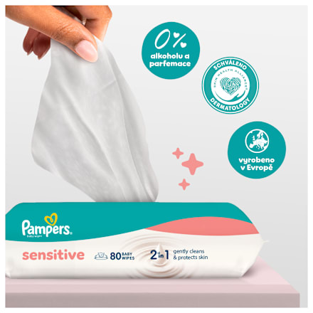 vlhčené ubrousky Sensitive 3x80 ks Pampers