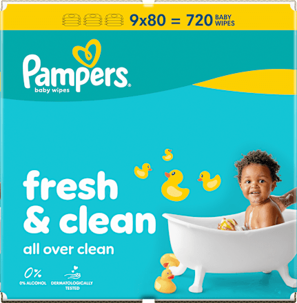 vlhčené ubrousky Fresh & Clean 9x80 ks Pampers