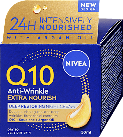 Tápláló ránctalanító éjszakai arckrém Q10 POWER NIVEA