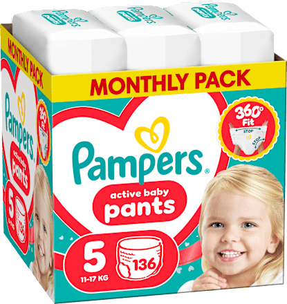plenkové kalhotky velikost 5, měsíční balení Pampers active baby