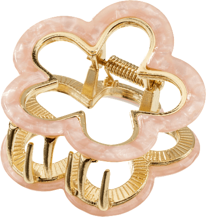 Haarklammer Blume rosa, Gold-Optik ebelin