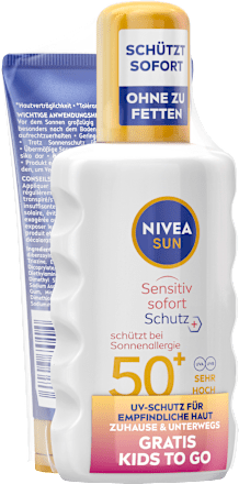 Sonnenspray sensitiv LSF 50+ & Sonnenmilch Kids LSF 50+ NIVEA SUN