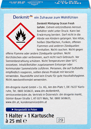 Lufterfrischer Minispray Ocean Fresh Starterset Denkmit