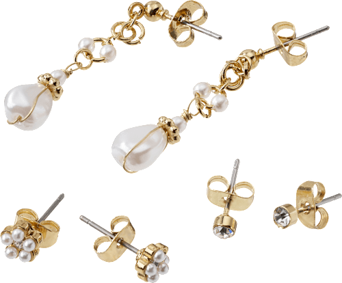 Ohrstecker Perlen & Blumen, Gold-Optik ebelin