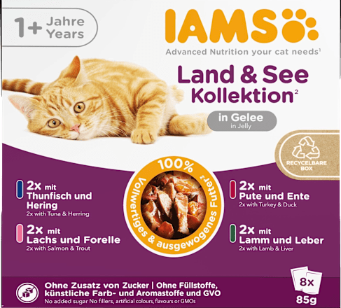Nassfutter Katze Land & Sea Collection in Gelee Multipack (8x85 g) IAMS