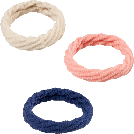 Haargummis strukturiert, beige/apricot/blau ebelin