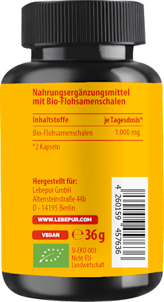 Bio Flohsamenschalen Kapseln 60 St Lebepur