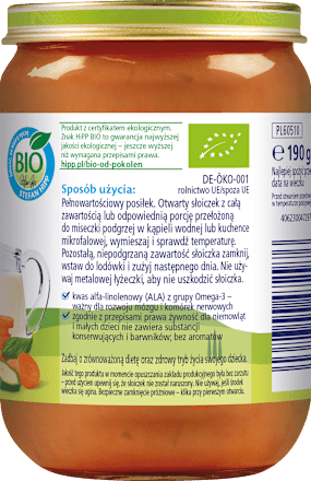 Penne z pomidorami, marchewką i cukinią BIO, po 6. miesiącu HiPP