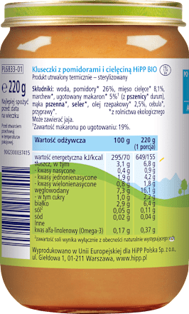 Kluseczki z pomidorami i cielęciną BIO HiPP