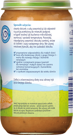 Makaron z łososiem, marchewką i brokułami, po 1. roku HiPP
