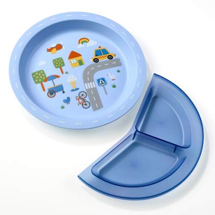 Teller mit Trennschale blau babylove
