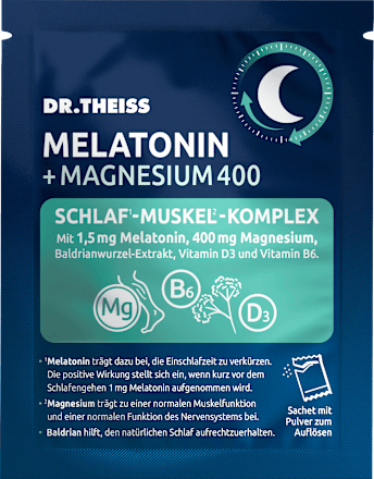 Dr. Theiss Melatonin+Magnesium 400 Schlaf-Muskel-Komplex mit Orange Maracuja Geschmack Pulver 30 Sachets à 5g DR.THEISS