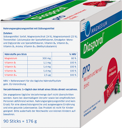 Magnesium-Diasporal Pro Muskeln und Nerven direkt Direktgranulat, 90 Sticks Diasporal