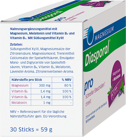 Magnesium-Diasporal Pro Schneller Einschlafen Direkt Direktgranulat, 30 Sticks Diasporal