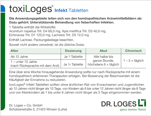 toxiLoges Infekt Homöopathisches Arzneimittel bei fieberhaften Infekten Tabletten toxiLoges