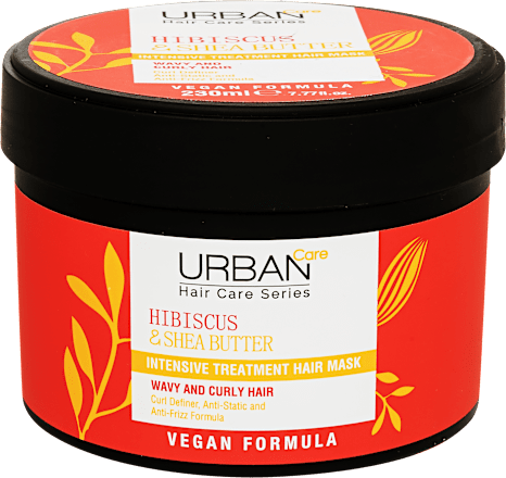 Mască păr creț tratament intensiv cu hibiscus și unt de shea URBAN Care