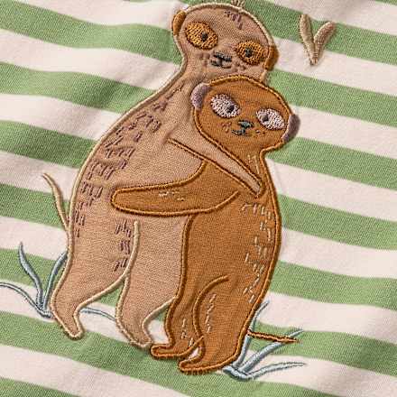 T-Shirt mit Erdmännchen-Motiv & Ringel-Muster, grün, Gr. 104 ALANA