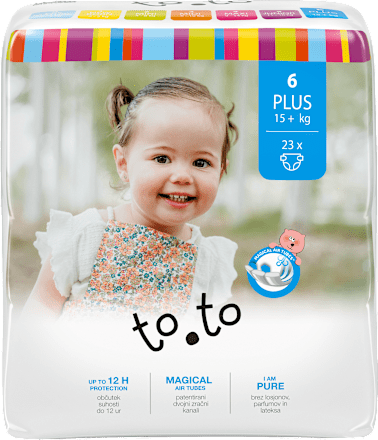 Otroške plenice Plus, velikost 6 (15+ kg) to.to