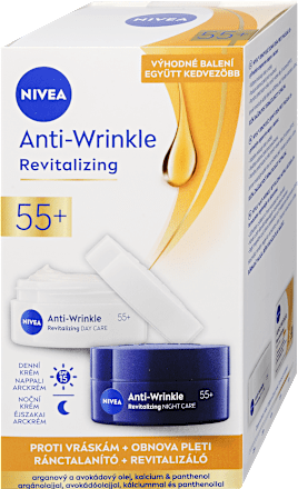 Arckrém szett Anti-Wrinkle, revitalizáló és ránctalanító 55+  NIVEA