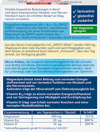 Aktiv Magnesium 500 direkt Sticks Doppelherz