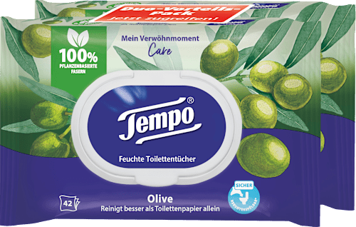 Feuchtes Toilettenpapier Mein Verwöhnmoment Care Olive (2x42 St) Tempo