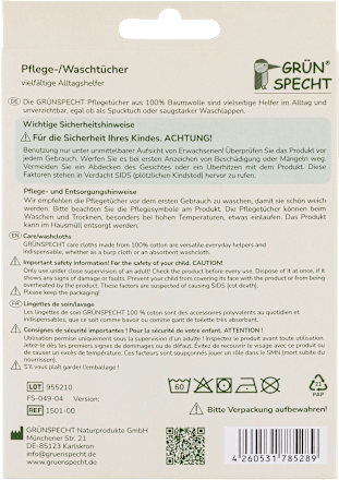 Pflege-/Waschtücher, 30 x 30 cm, weiß/taupe  Grünspecht