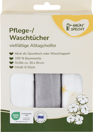 Pflege-/Waschtücher, 30 x 30 cm, weiß/taupe  Grünspecht