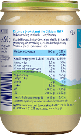Risotto z brokułami i królikiem HiPP
