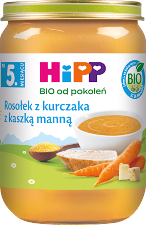 Rosołek z kurczaka z kaszką manną, po 5. miesiącu HiPP