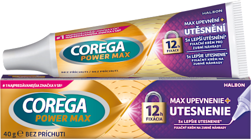 Fixačný krém na zubné náhrady Power Max upevenenie + utesnenie COREGA