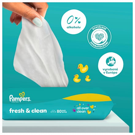 Vlhčené utierky Fresh clean - 4 x 80 Pampers