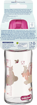Babyflasche aus Glas Weithals, beere, von Geburt an, 240 ml babylove