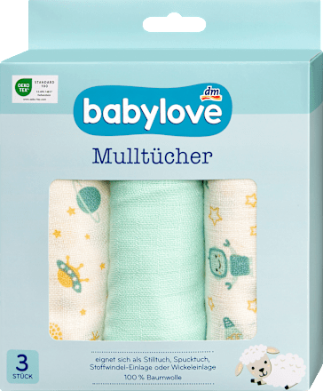 Mulltücher creme/mint babylove