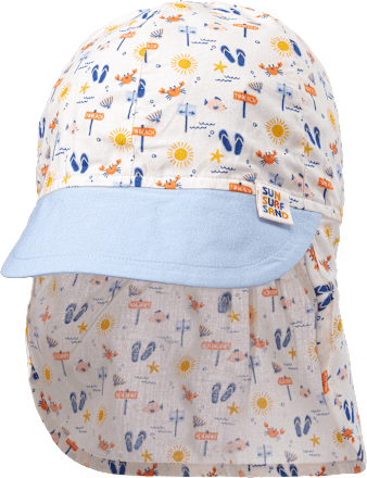 Schirmmütze mit Nackenschutz, blau & weiß, Gr. 54/55 ALANA