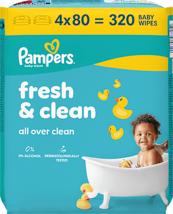 Vlhčené utierky Fresh clean - 4 x 80 Pampers