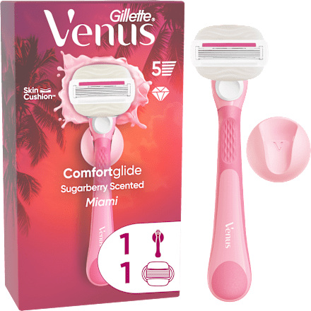 Dámsky holiaci strojček Comfortglide Sugarberry Scented Miami + 1 náhradná holiaca hlavica Gillette Venus