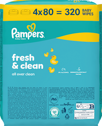 Vlhčené utierky Fresh clean - 4 x 80 Pampers