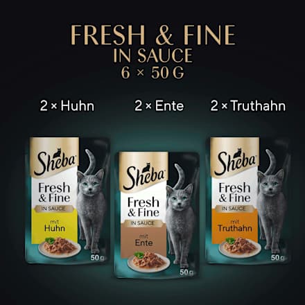 Nassfutter Katze Fresh & Fine Huhn, Ente & Truthahn in Sauce Sheba