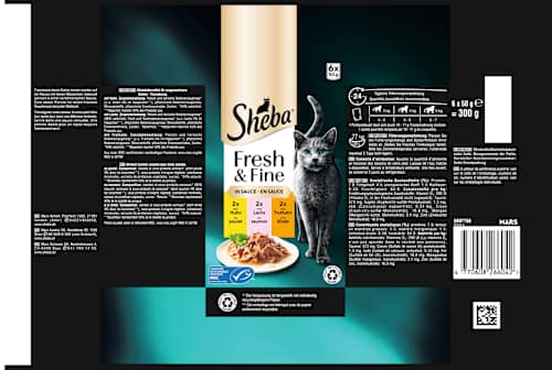 Nassfutter Katze Fresh & Fine Huhn, Lachs & Truthahn in Sauce Sheba